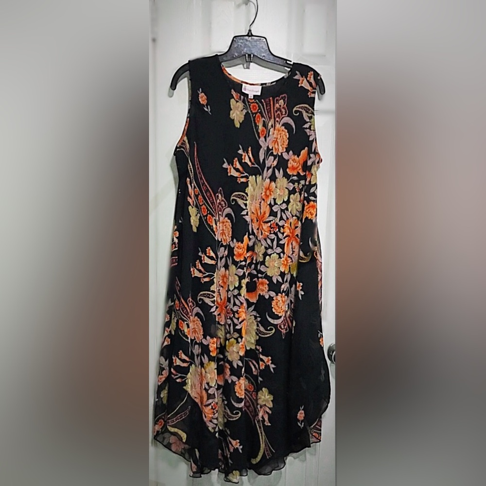 Floral Black and Orange Women's Dress